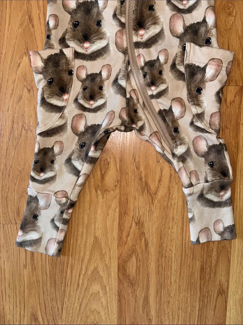 Metsola Beige Brown Mouse Print Kids Onesie Hoodie